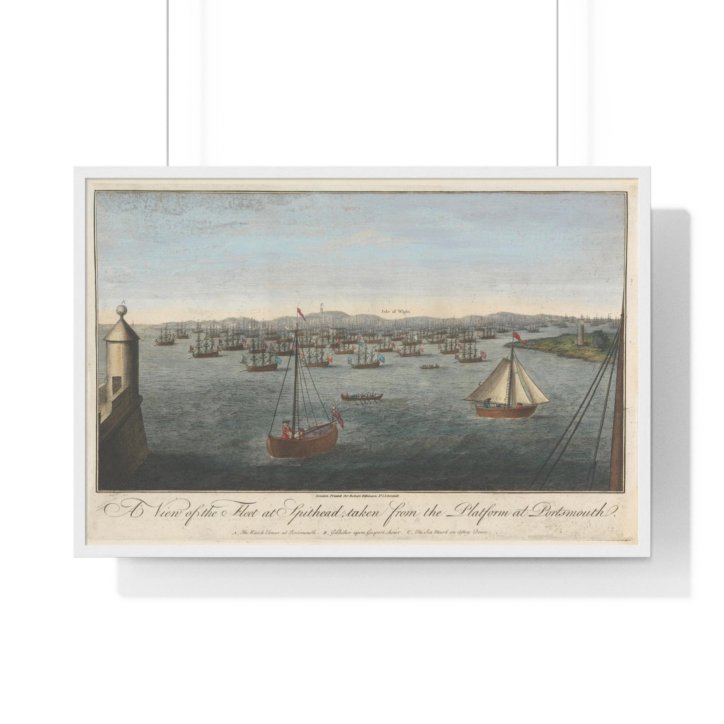 A View of the Fleet at Spithead, Taken from Stone Common near Exbury Distant Upwards of Three Leagues, from the Original, Framed Art Print