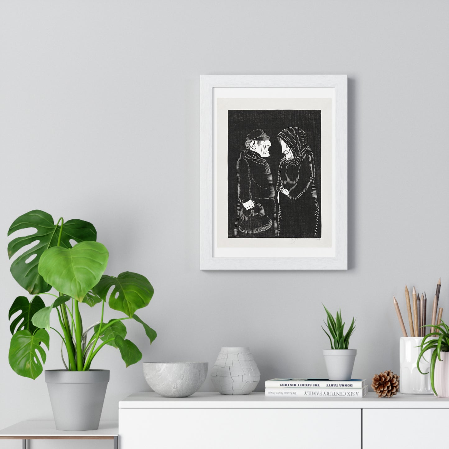 Fantastical Man and Woman 'Fantasie Man en Vrouw' (1929) by Samuel Jessurun de Mesquita, from the Original, Framed Art Print