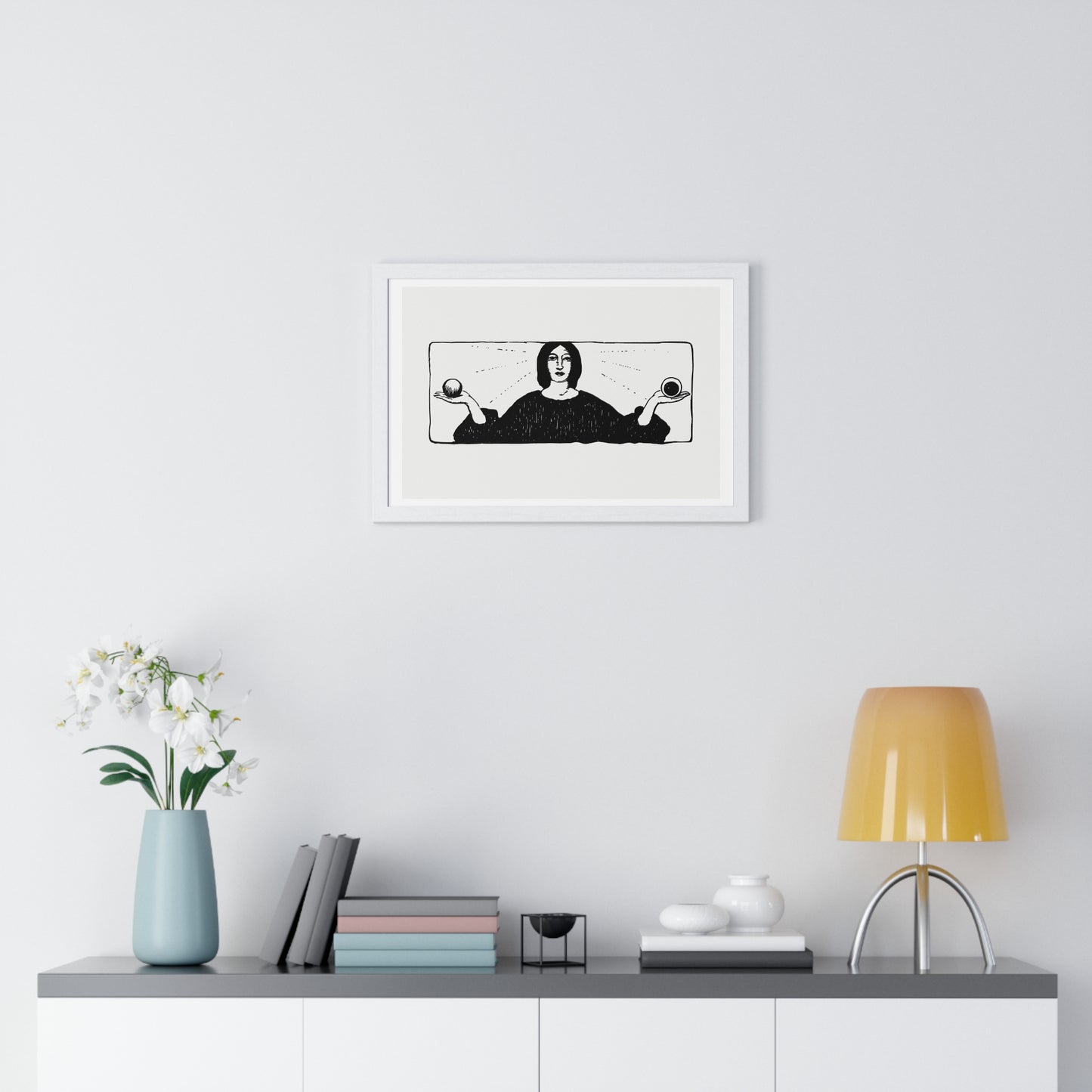 Woman Holding Balls, Religious Vintage Illustration, from the Original, Framed Art Print