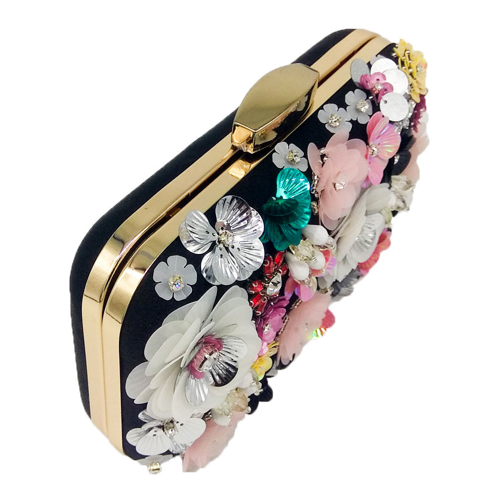 Flower Beaded Banquet Bag, Party Clutch Handbag