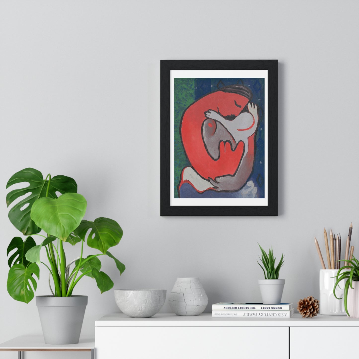 Mother's Embrace (1938) by Mikuláš Galanda, from the Original, Framed Art Print
