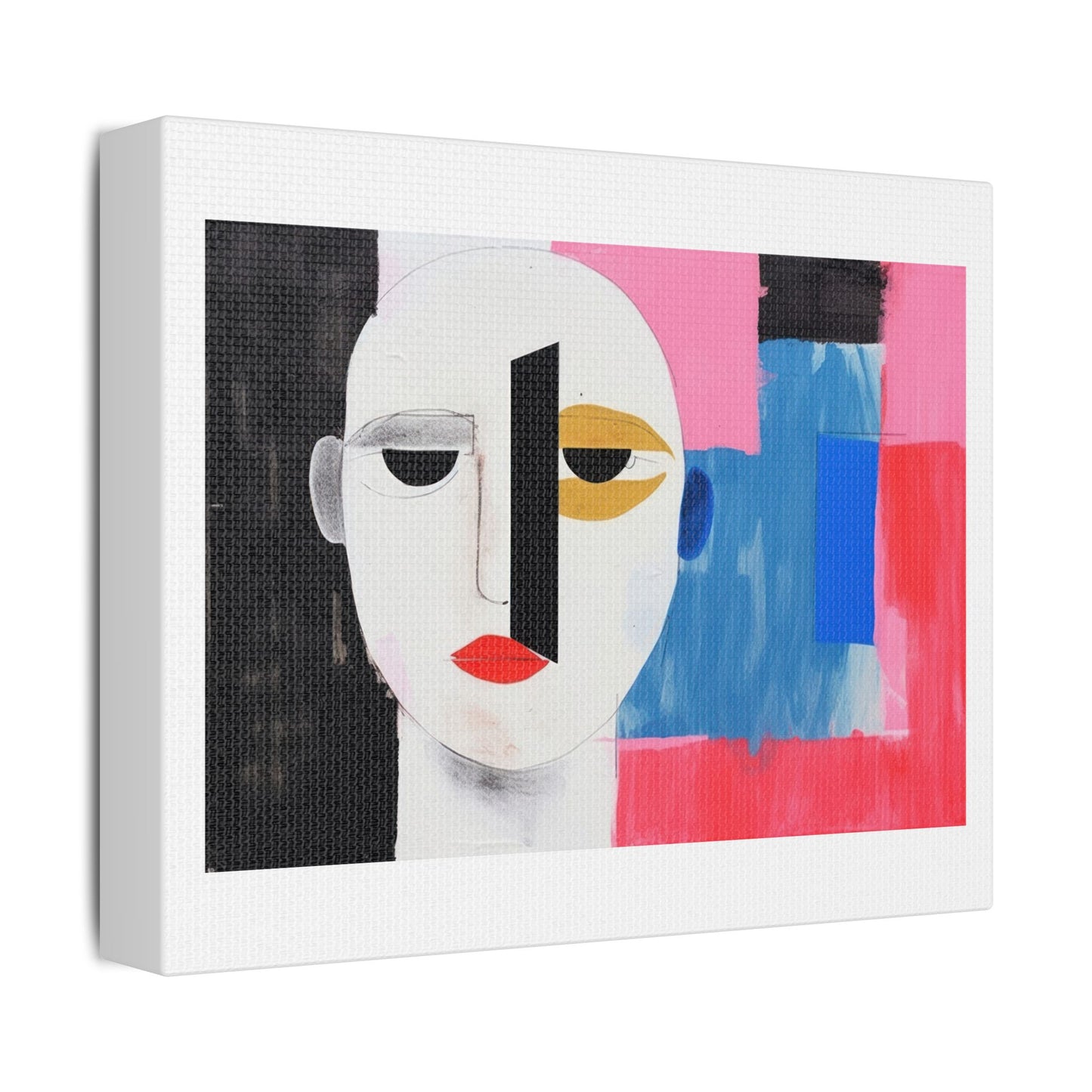 Minimal Simple Male Portrait Abstract Painting 'Designed by AI' Art Print on Canvas