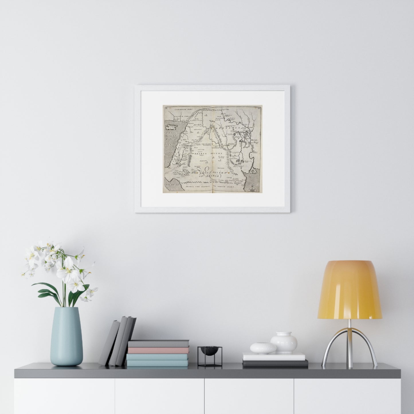 Antique Map of Arabia and Mesopotamia (1621) from the Original Sir Walter Raleigh Manuscript, Framed Print