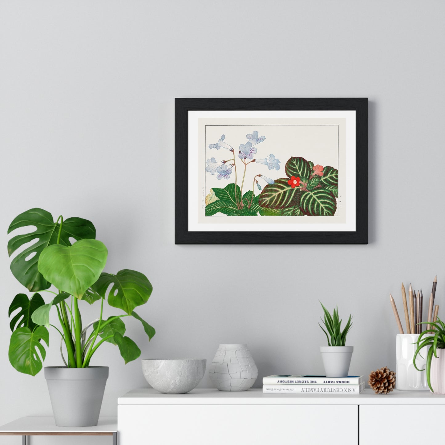 Vintage Tydea and Cape Primrose Flower (1917) Japanese Woodblock Art by Kônan Tanigami, from the Original, Framed Art Print