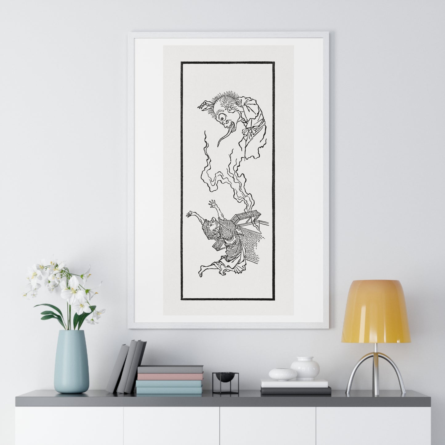 Japanese Ghost, Vintage iIlustration (1884) by G A Audsley, from the Original, Framed Art Print