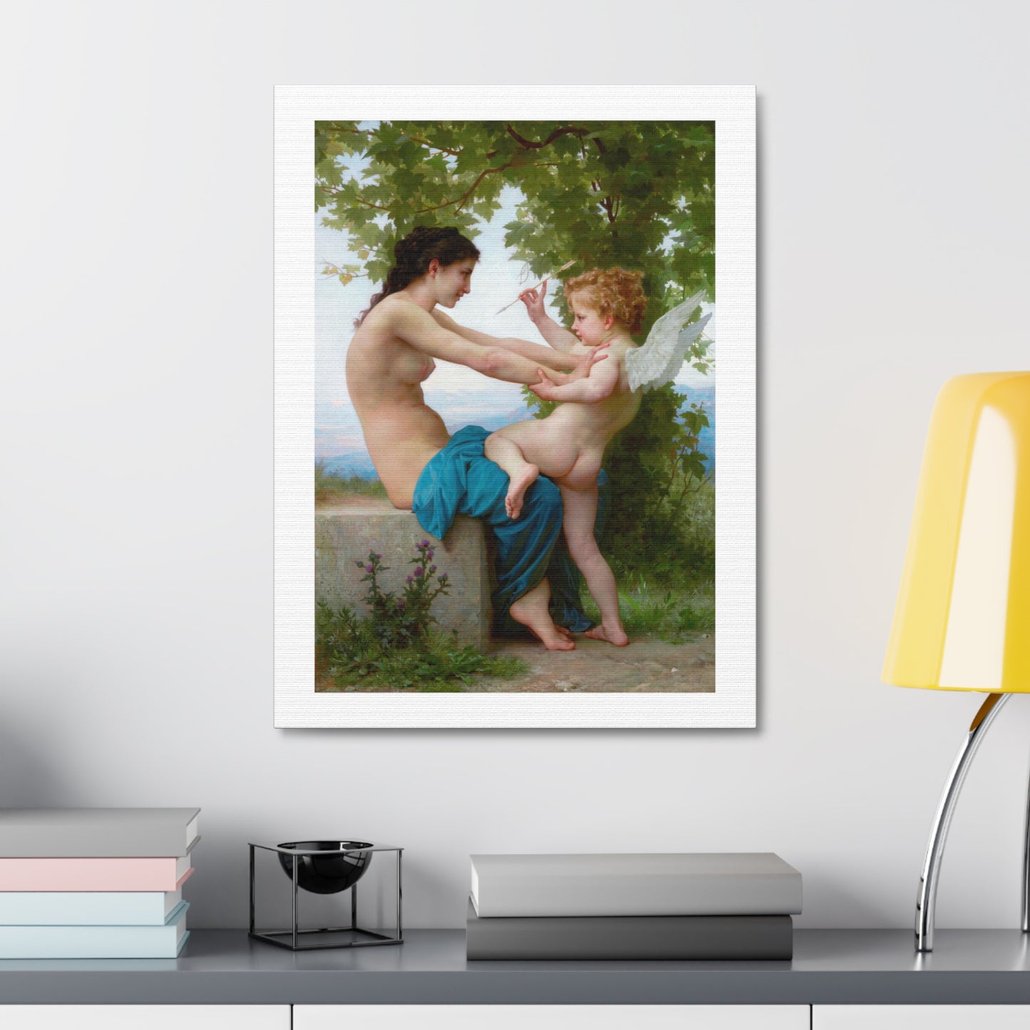 A Young Girl Defending Herself against Love (circa 1880) by William-Adolphe Bouguereau, Art Print from the Original on Canvas