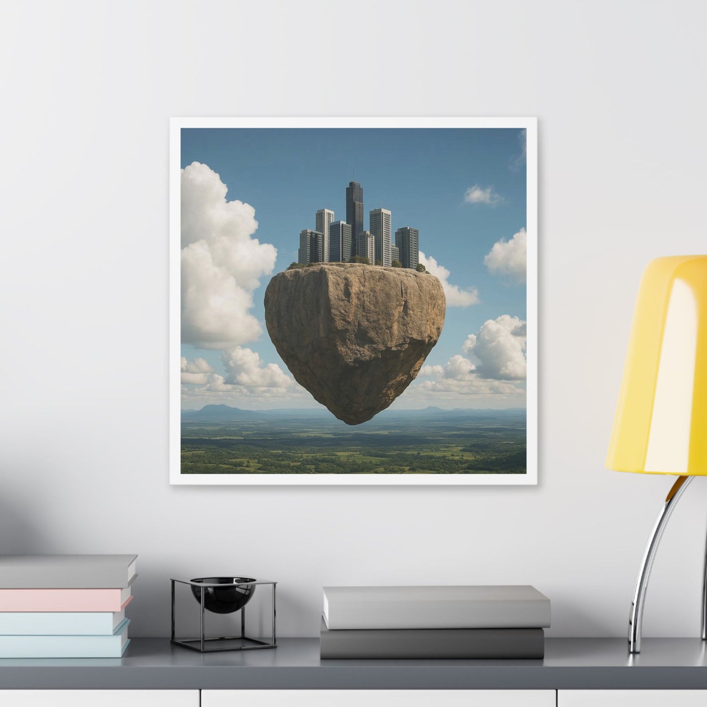 Levitated Mass Suspended Above a Beautiful Landscape II 'Designed by AI' Canvas Art Print
