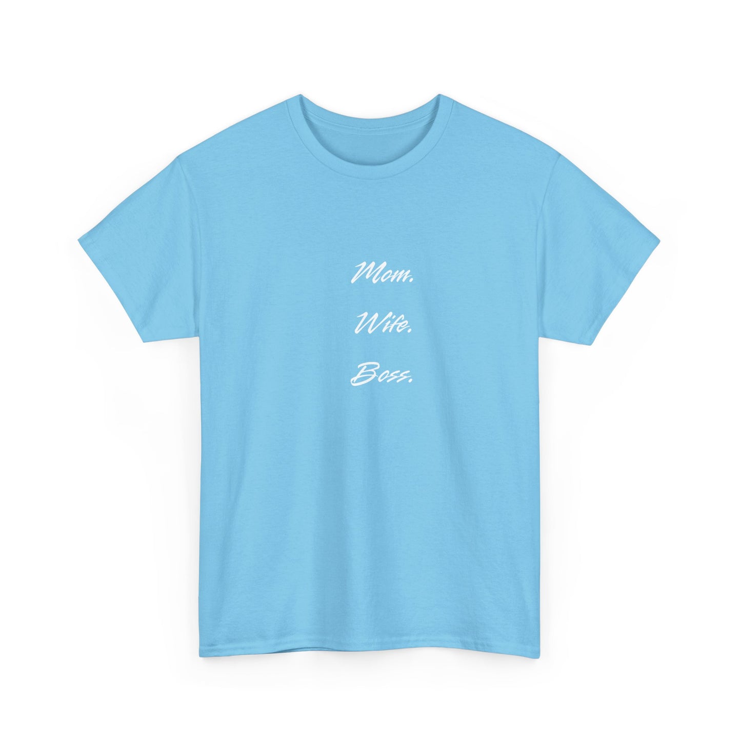 'Mom, Wife, Boss' Heavy Cotton T-Shirt Funny Mom Workout Mom Boss New Mum New Boss
