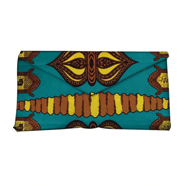 African and Geometric Printed Clutch Handbag