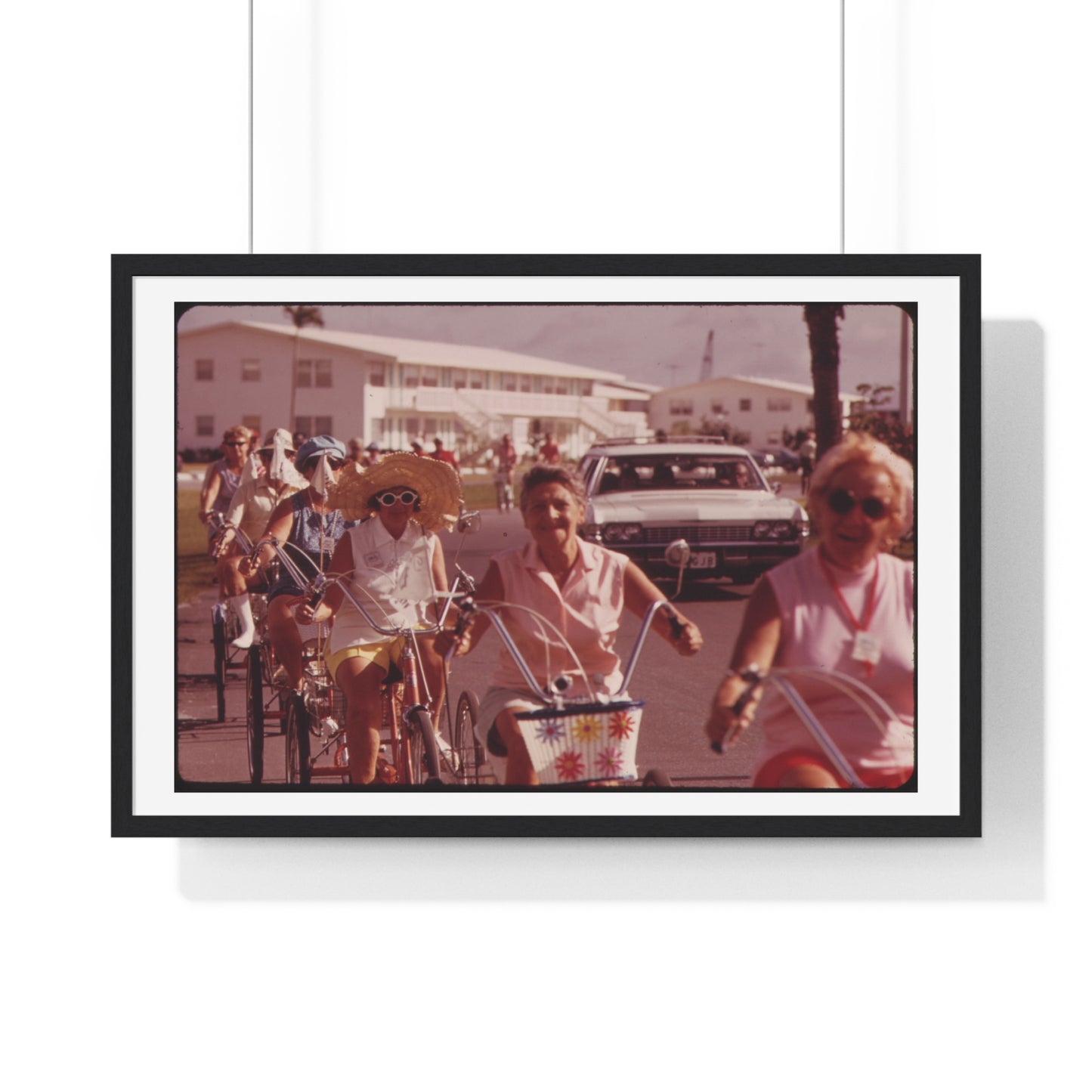 Tricycle Club at the Century Village Retirement Community (circa 1973) Vintage Photography by Flip Schulke, Framed Print