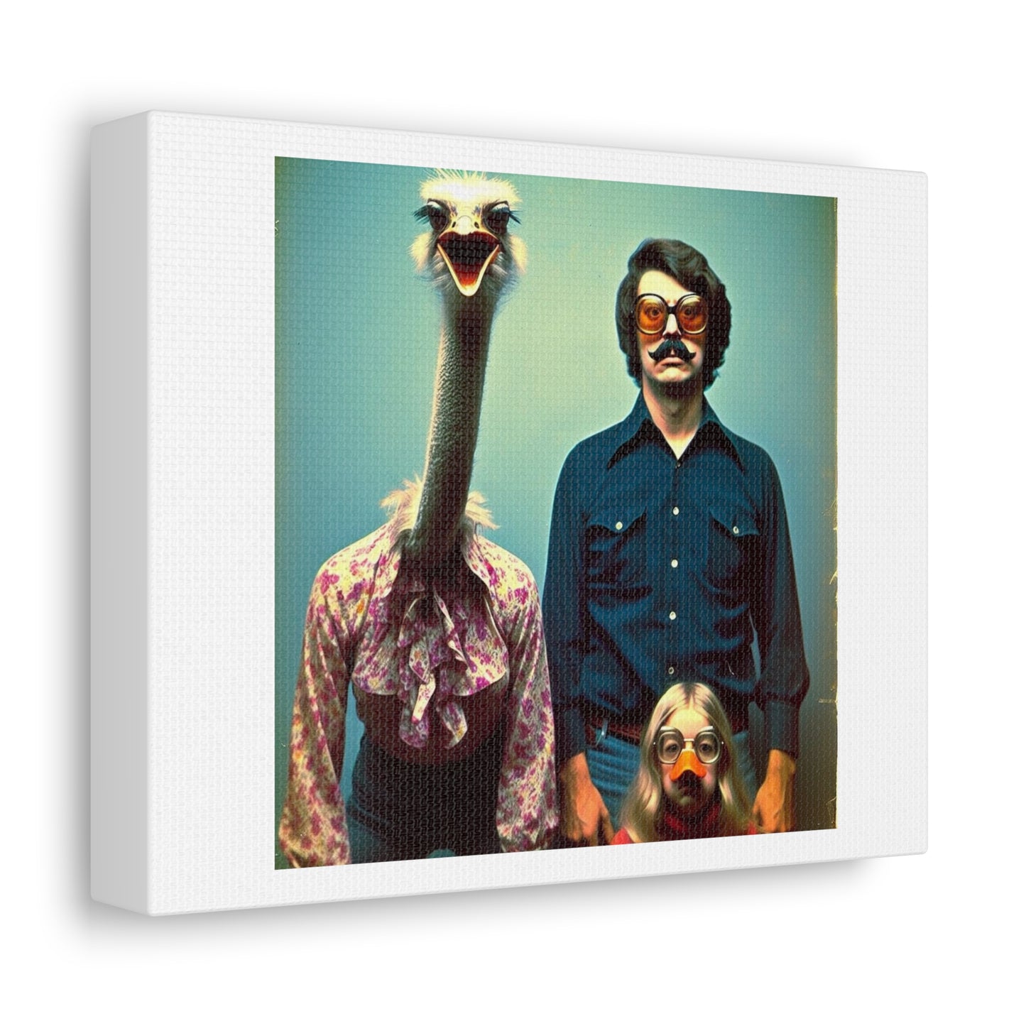 A Not So Random 1970s Family Portrait 'Designed by AI' Art Print on Canvas