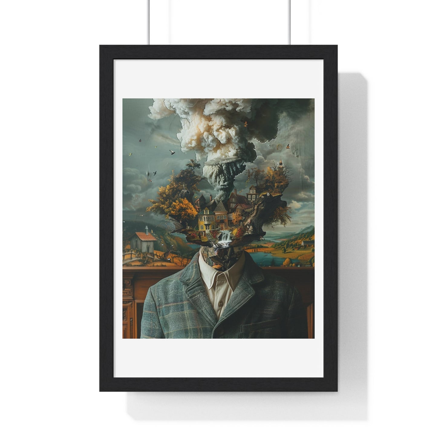 Head Replacement, Abstract Art 'Designed by AI', Framed Art Print