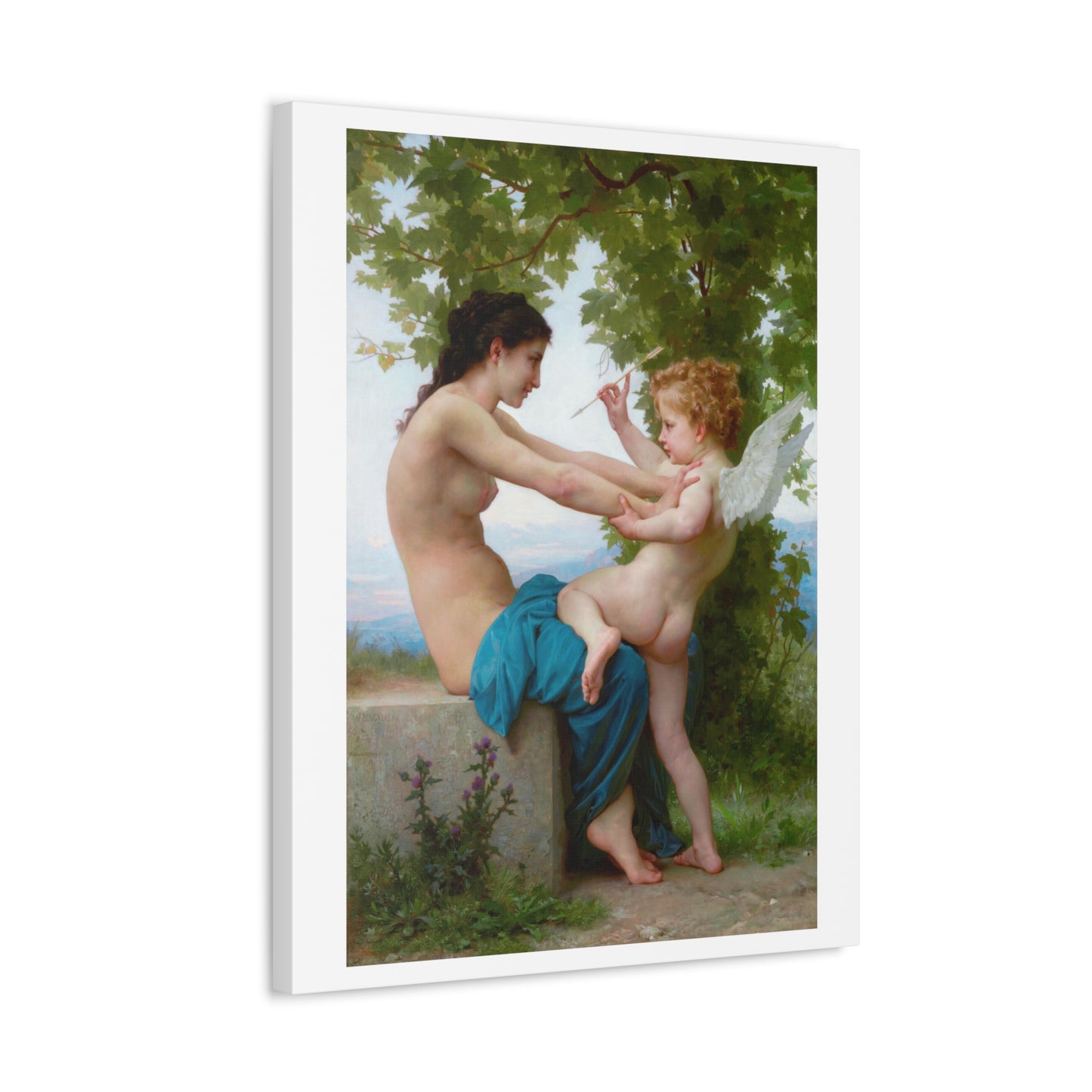 A Young Girl Defending Herself against Love (circa 1880) by William-Adolphe Bouguereau, Art Print from the Original on Canvas