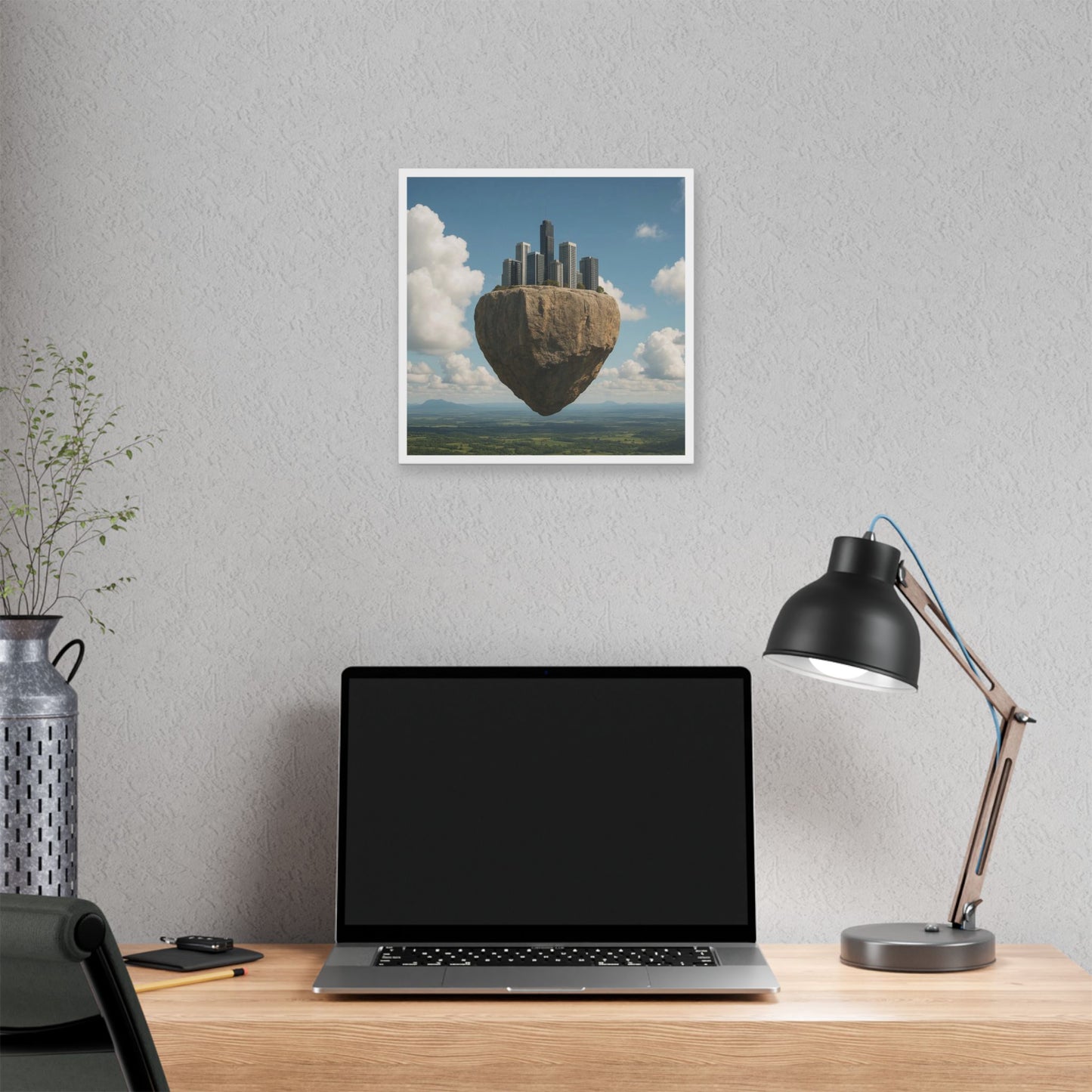 Levitated Mass Suspended Above a Beautiful Landscape II 'Designed by AI' Canvas Art Print