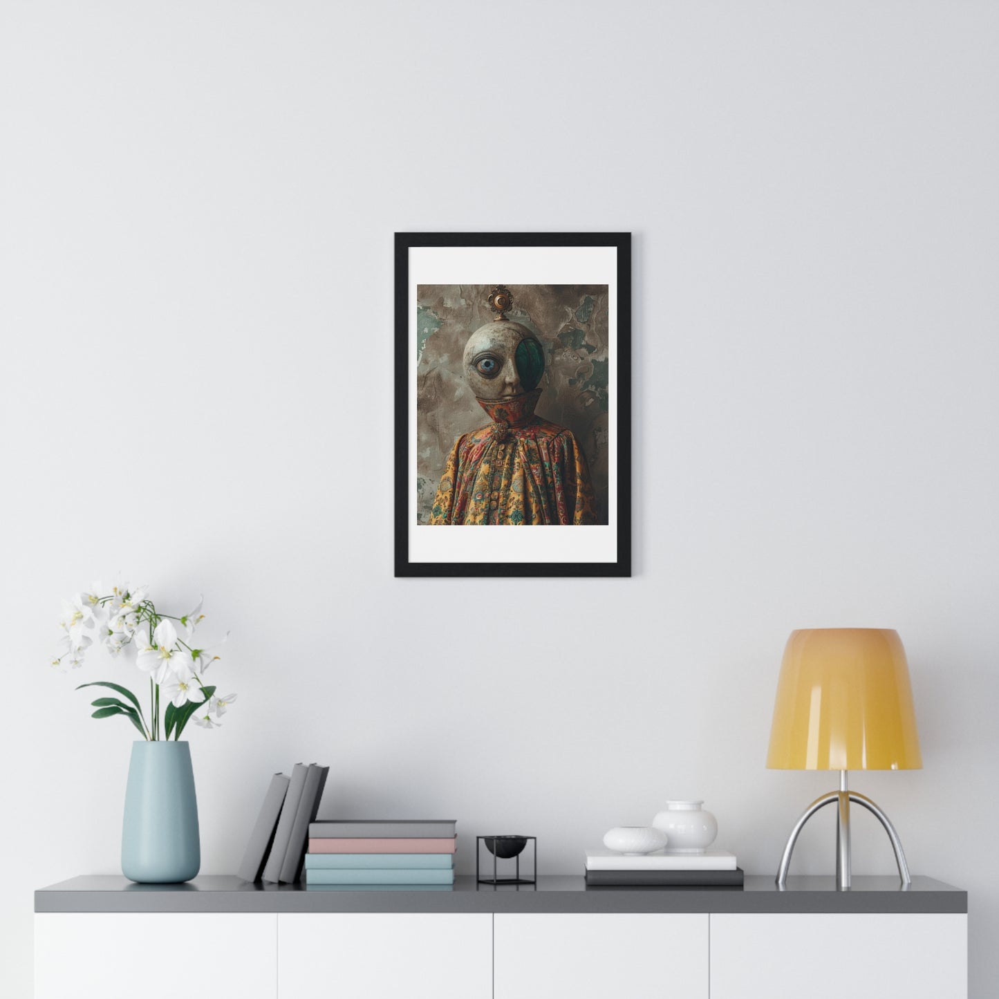 Head Replacement III, Abstract Art 'Designed by AI', Framed Art Print