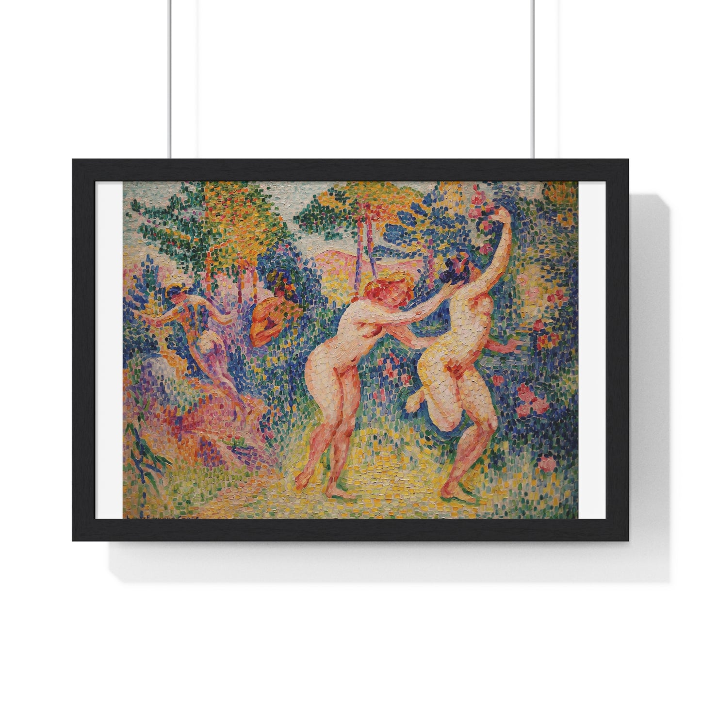 Two Running Nymphs 'La Fuite des Nymphes' (1906) by Henri-Edmond Cross, from the Original, Framed Art Print