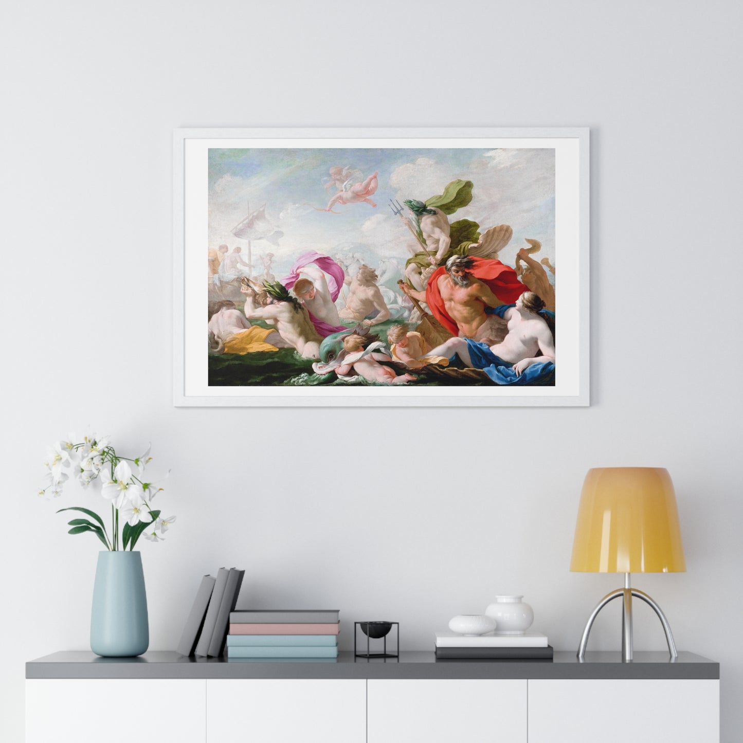Marine Gods Paying Homage to Love (1636–1638) by Eustache Le Sueur, from the Original, Framed Art Print