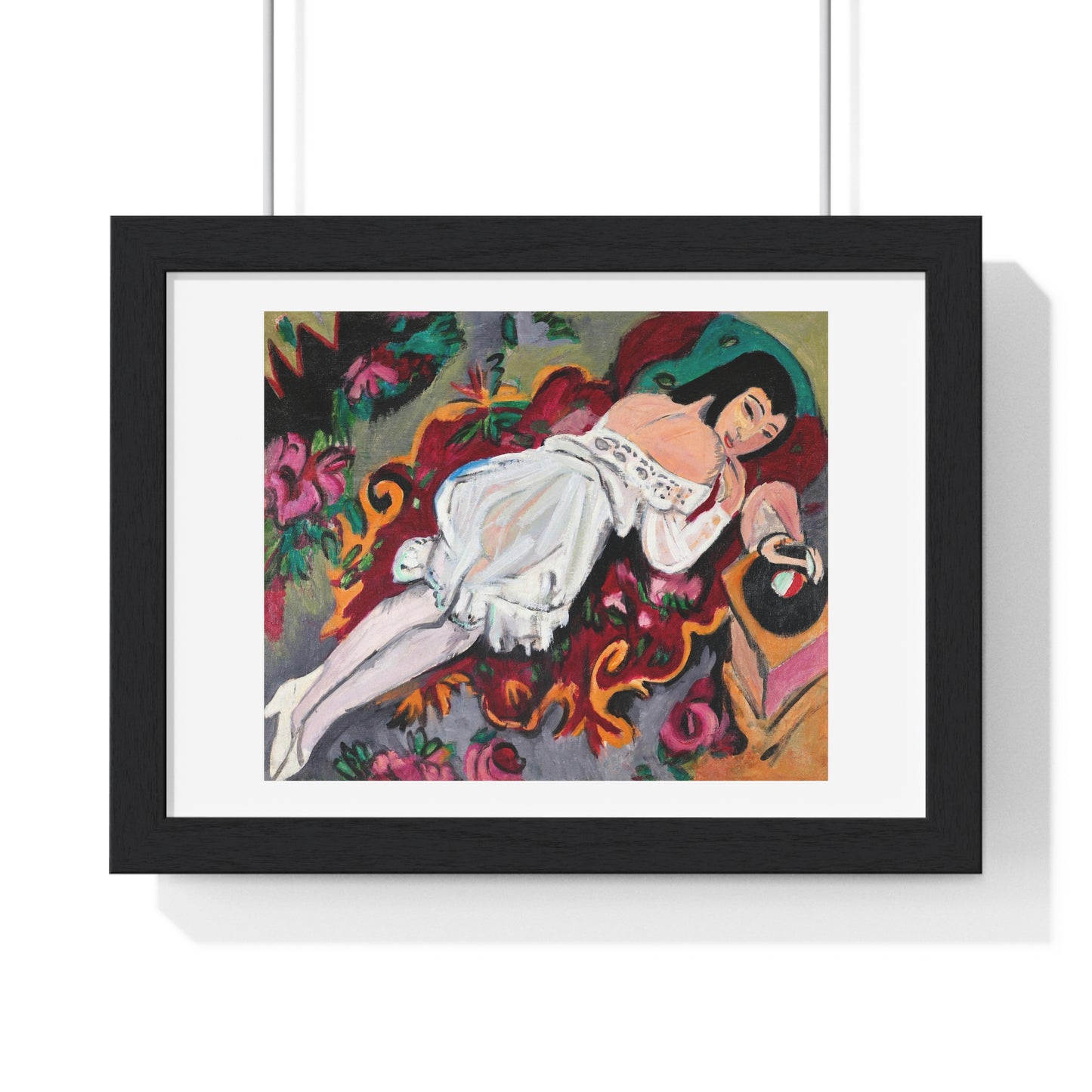Girl in White Chemise (1914) by Ernst Ludwig Kirchner, from the Original, Framed Art Print