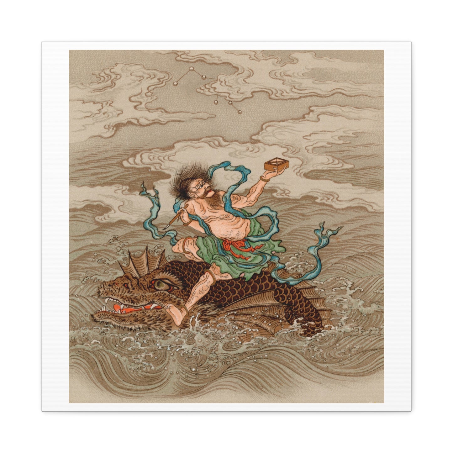 'Chinese Tales' Vintage Japanese Painting by G A Audsley, from the 1884 edition of 'The Ornamental Arts Of Japan' Print on Canvas