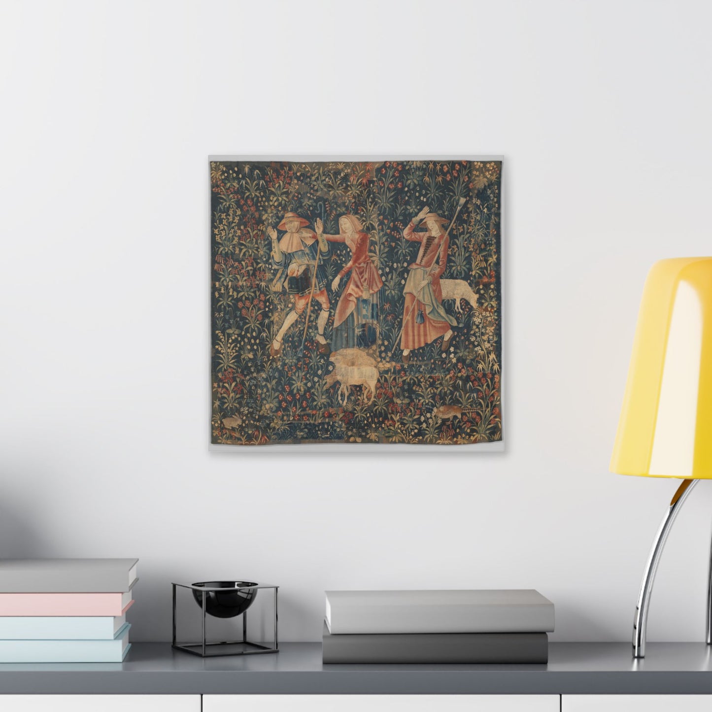 Shepherd and Shepherdesses, South Netherlandish Tapestry (1500–1530) Canvas Art Print