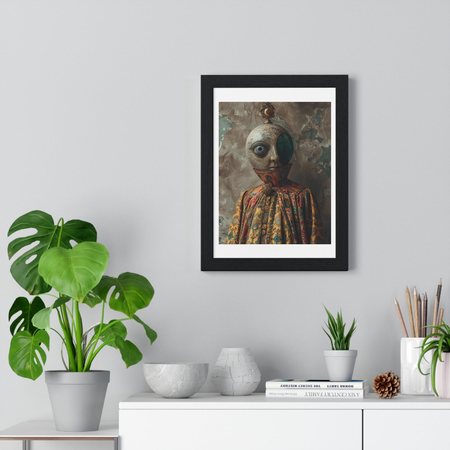 Head Replacement III, Abstract Art 'Designed by AI', Framed Art Print
