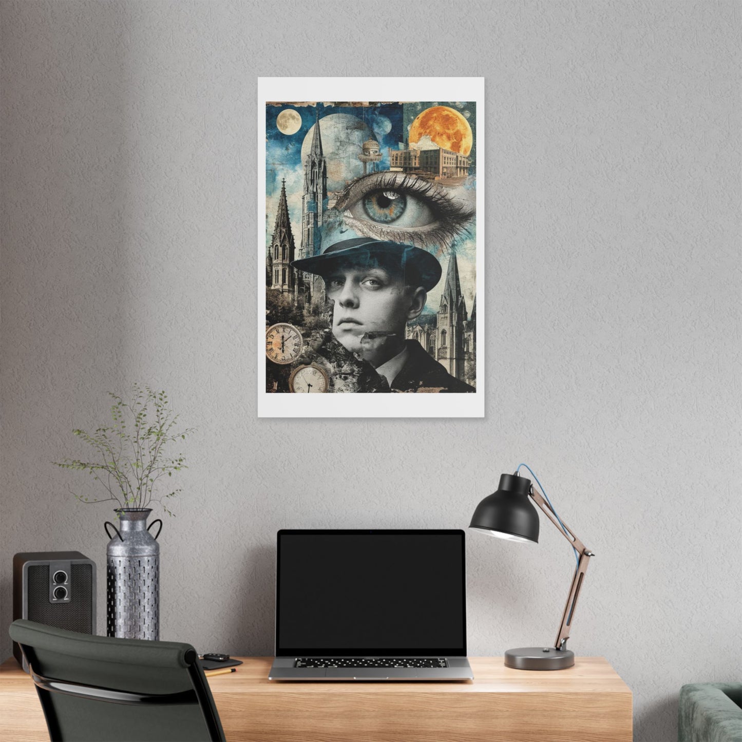 Eye on the Time Digital Collage 'Designed by AI' Canvas Art Print