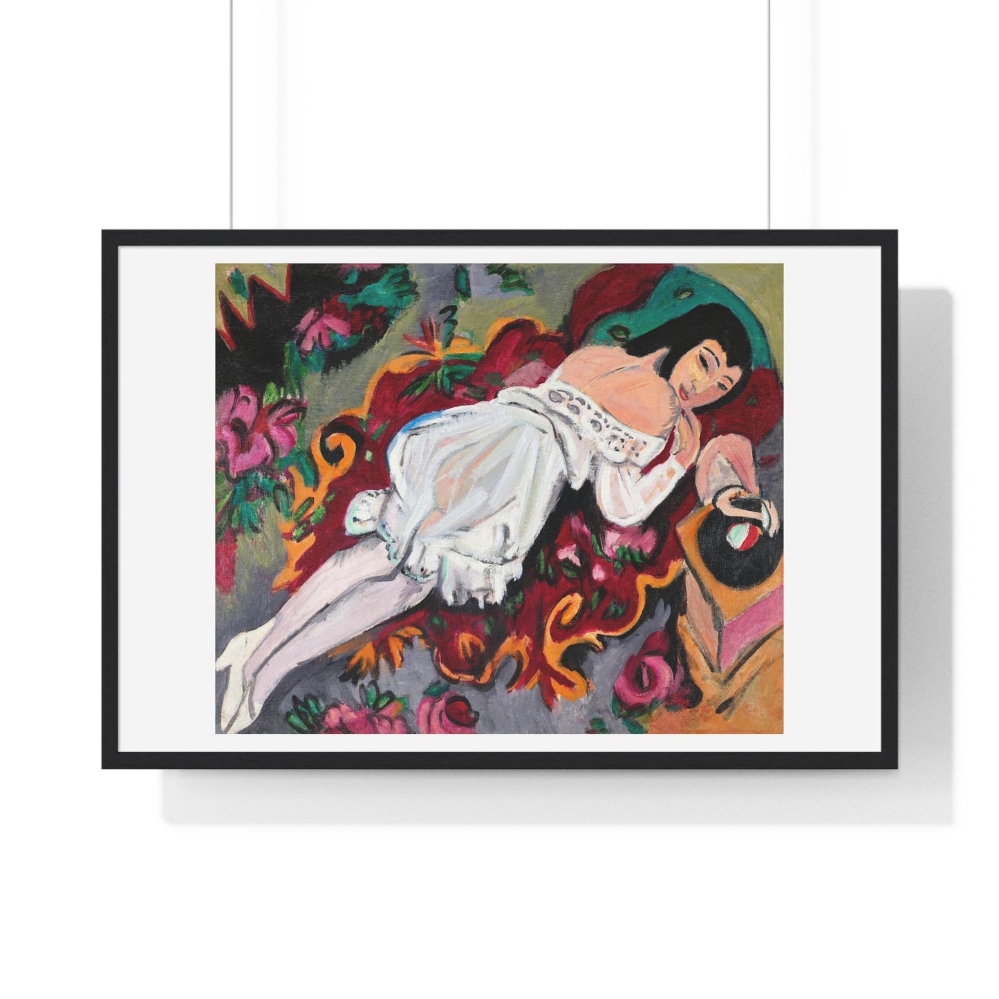 Girl in White Chemise (1914) by Ernst Ludwig Kirchner, from the Original, Framed Art Print