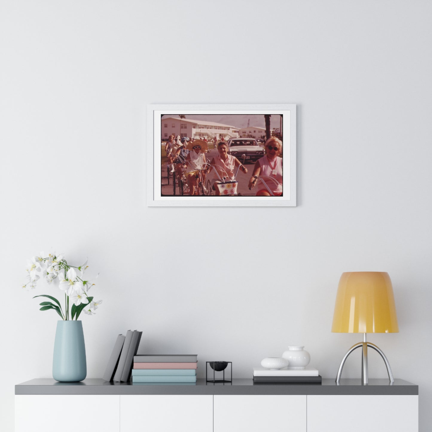 Tricycle Club at the Century Village Retirement Community (circa 1973) Vintage Photography by Flip Schulke, Framed Print