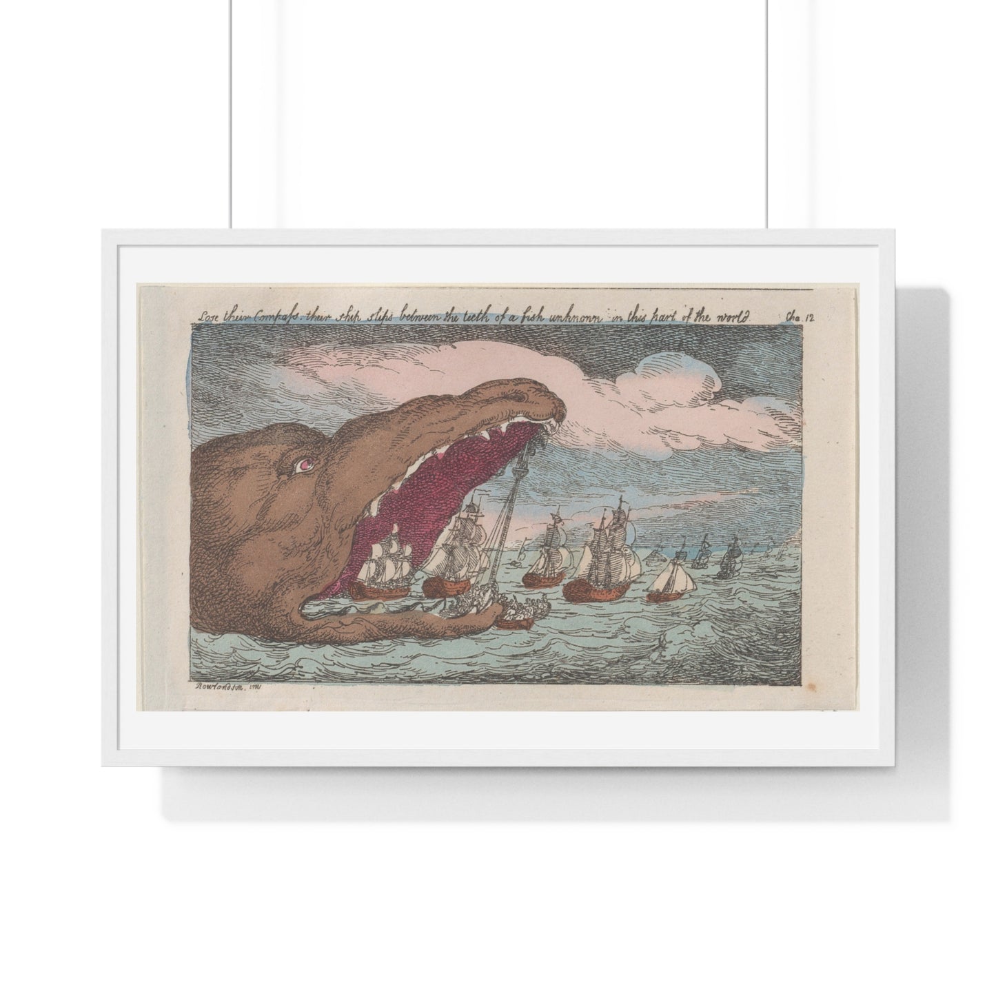 Lose their Compass, their Ship Slips Between the Teeth of a Fish Unknown in this Part of the World (1809) from the Original, Framed Print