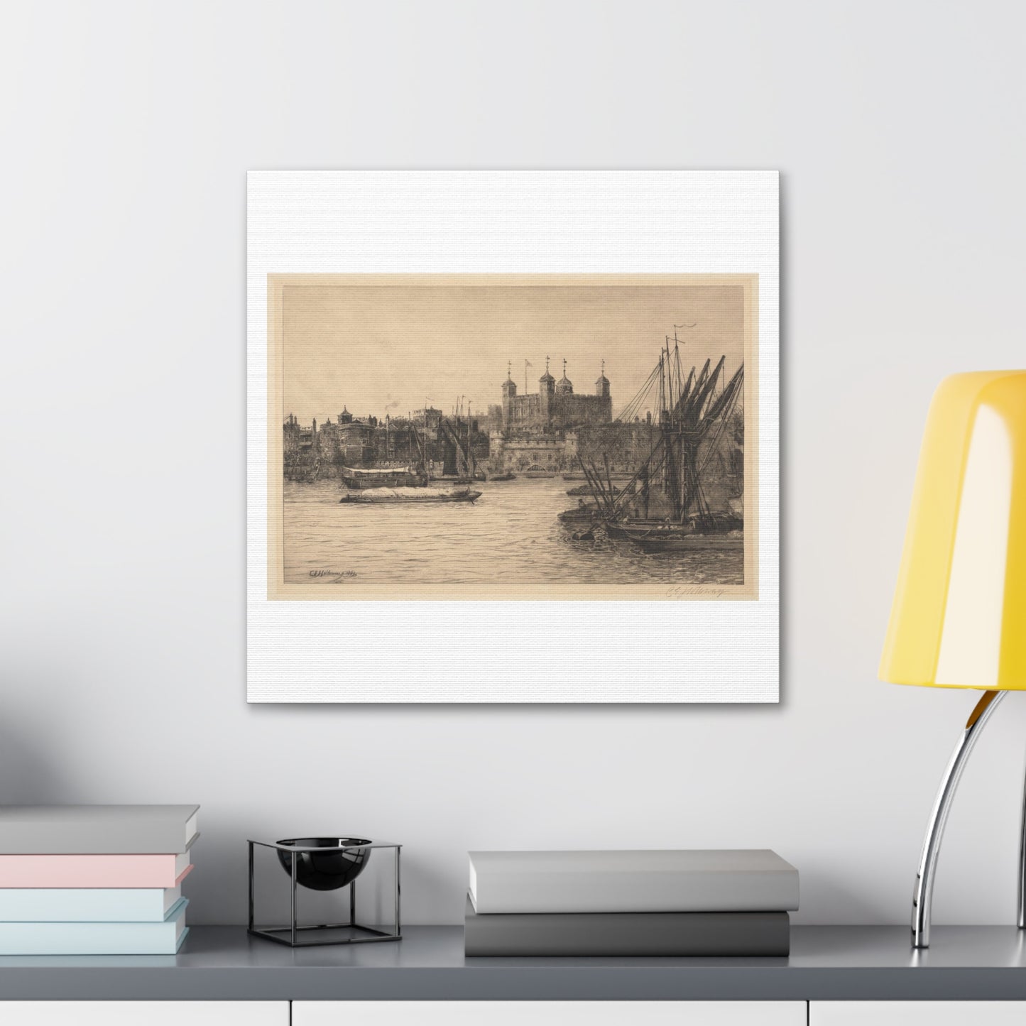 The Tower of London (1884) by Charles Edward Holloway, Art Print from the Original on Satin Canvas
