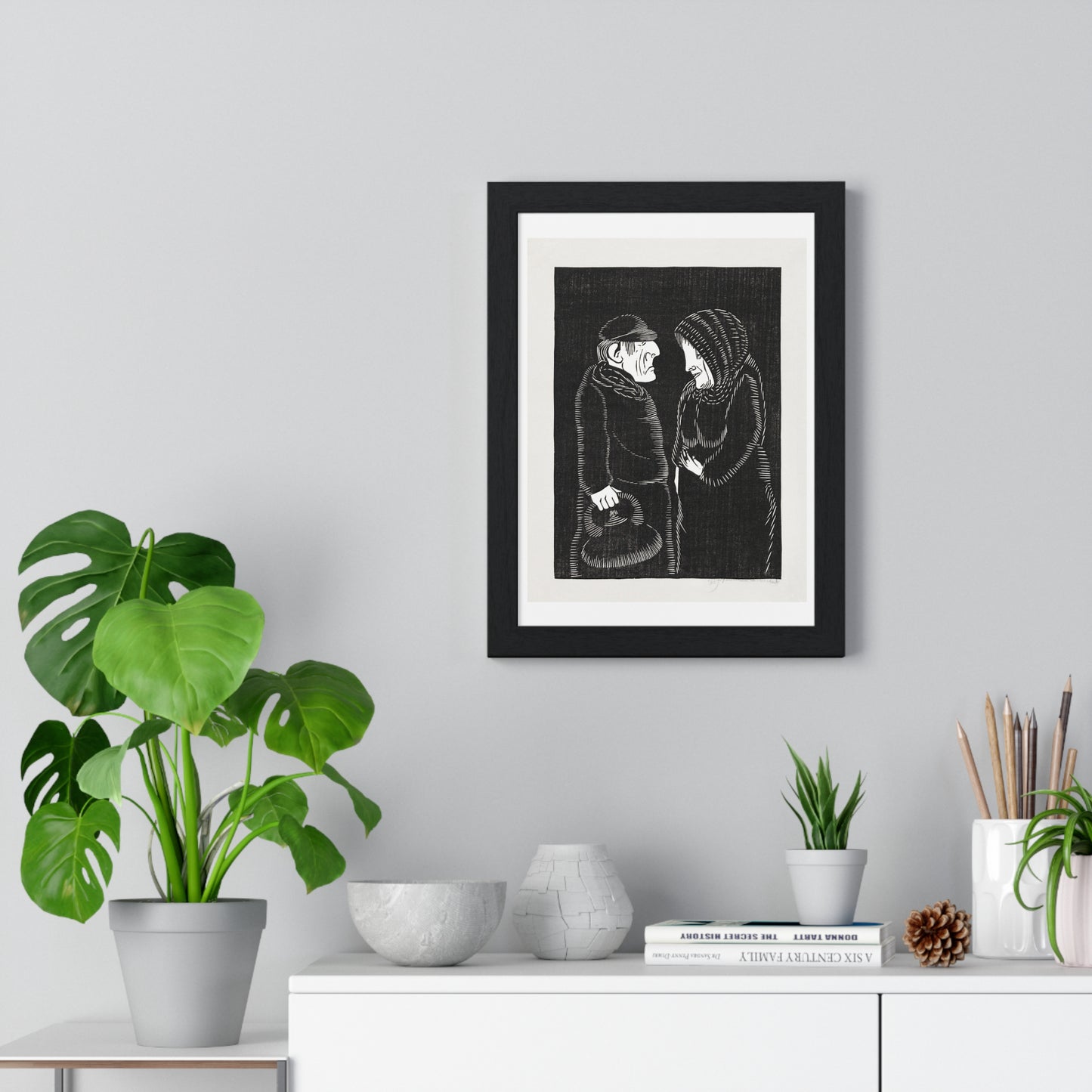 Fantastical Man and Woman 'Fantasie Man en Vrouw' (1929) by Samuel Jessurun de Mesquita, from the Original, Framed Art Print