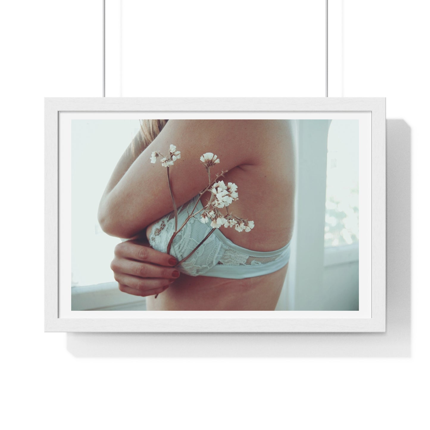 Woman and Flower, Photographer Unknown, from the Original, Framed Print