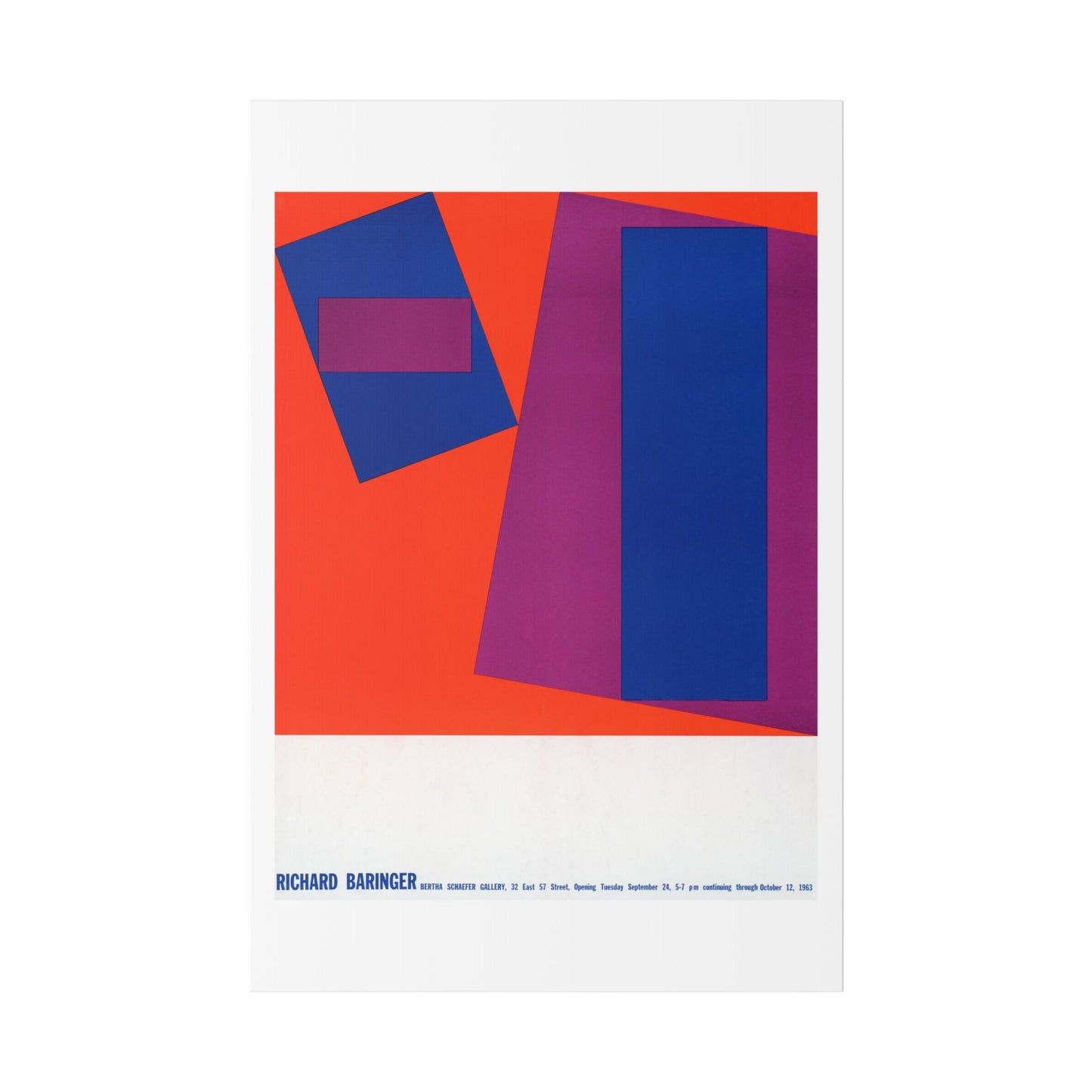 Richard Baringer, Bertha Schaefer Gallery (1963) American Poster, from the Original, Canvas Art Print