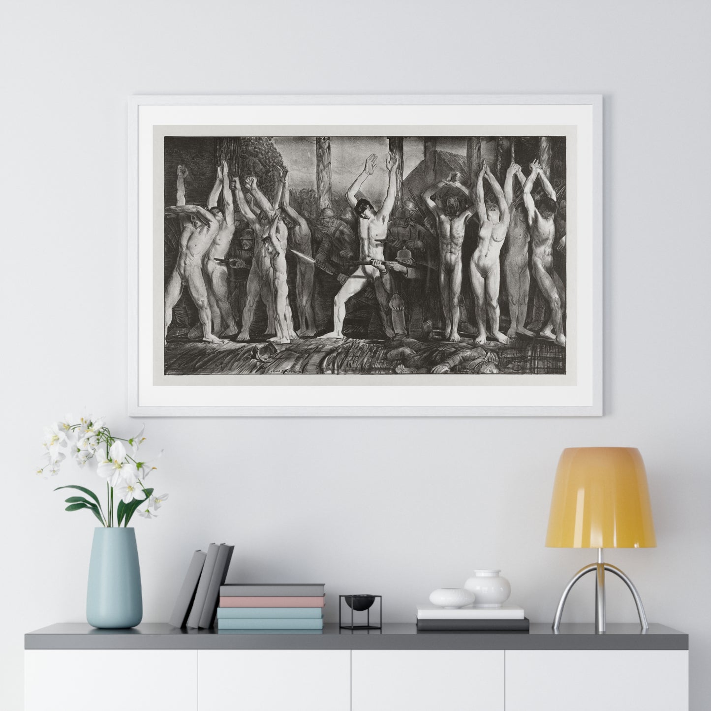 The Barricade, First Stone (1918) by George Wesley Bellows, from the Original, Framed Print