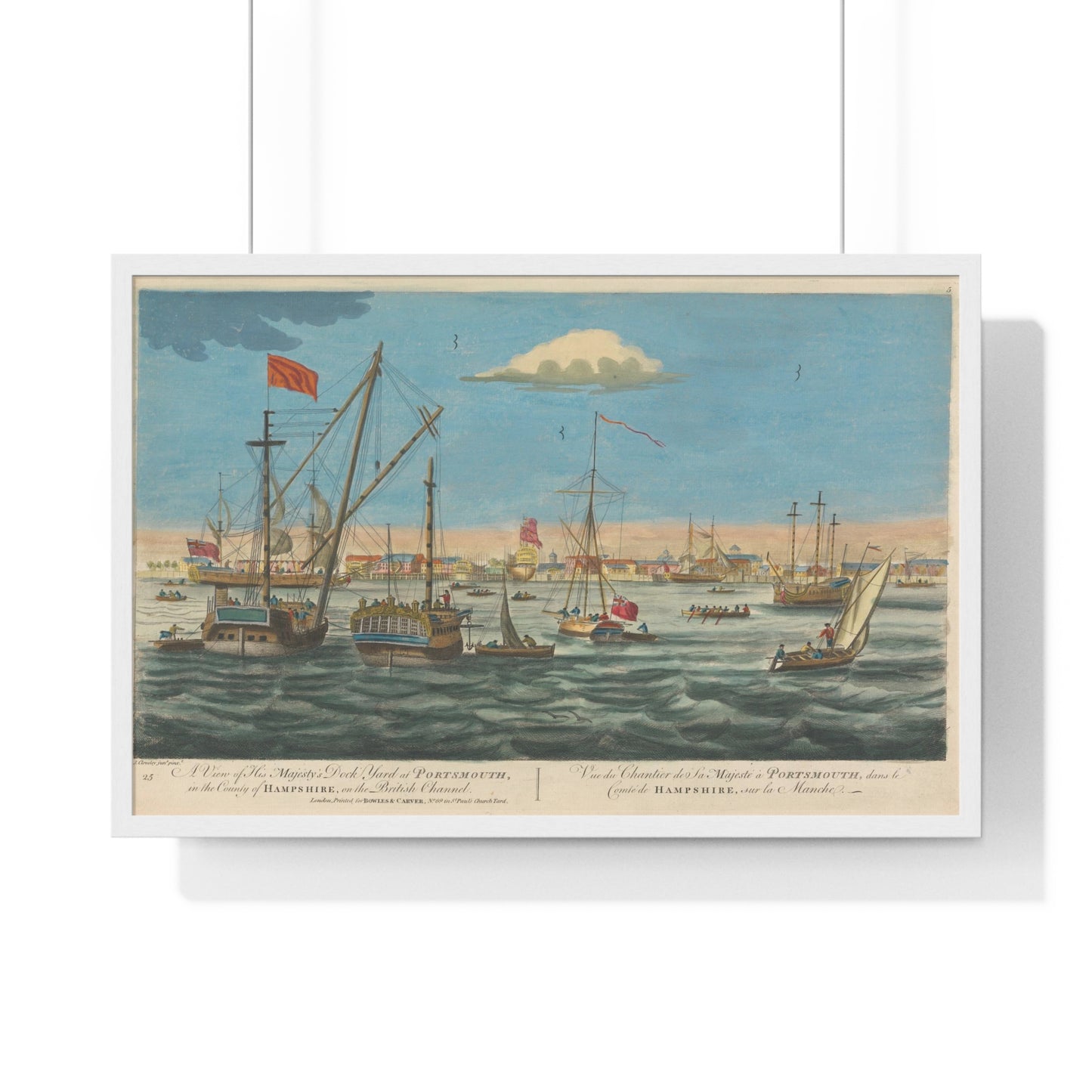 A View of His Majesty's Dock Yard at Portsmouth, in the County of Hampshire, on the British Channel from the Original, Framed Art Print