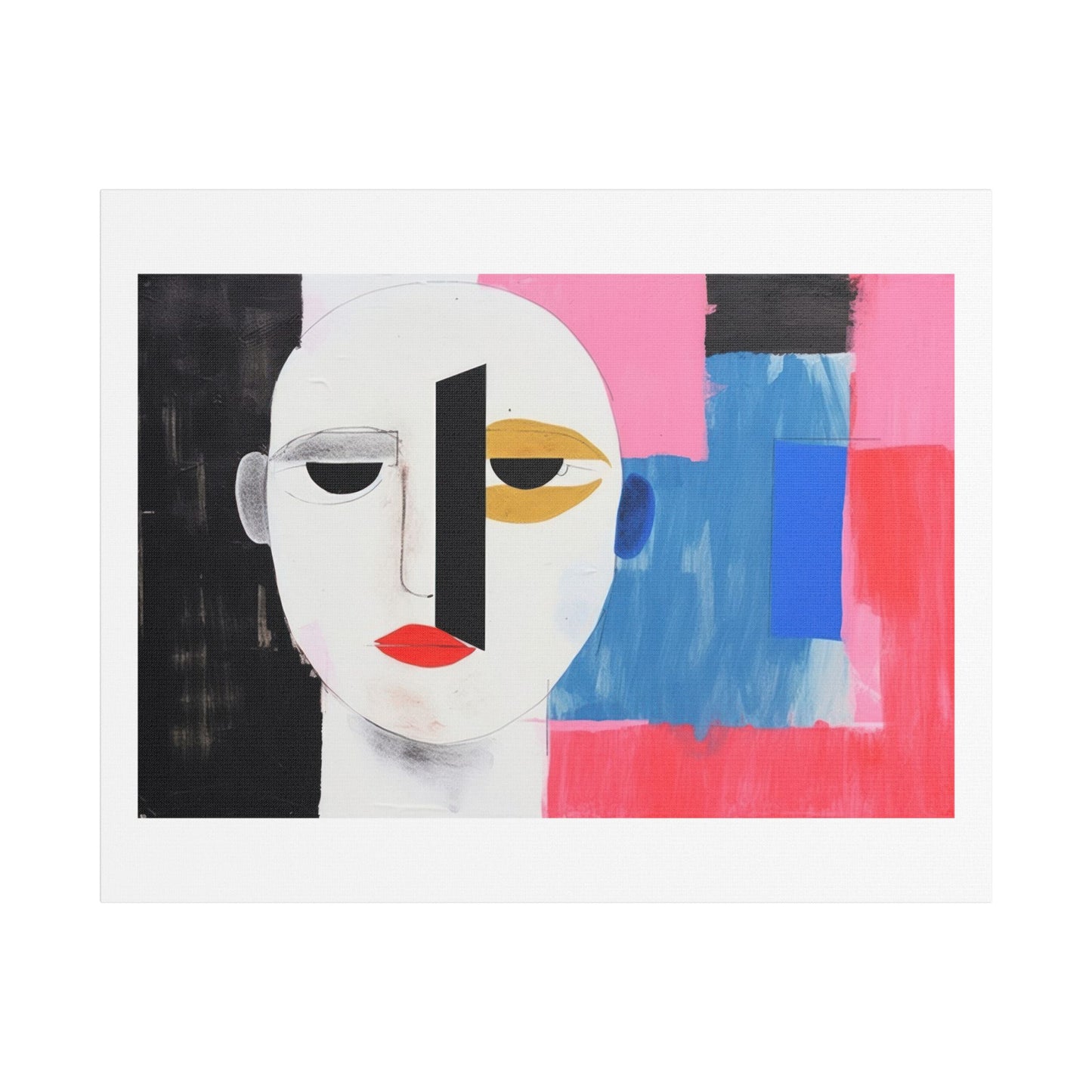 Minimal Simple Male Portrait Abstract Painting 'Designed by AI' Art Print on Canvas