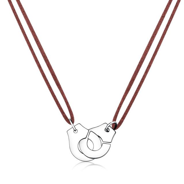 Handcuff Pendant Necklace, 925 Sterling Silver with Adjustable Cord