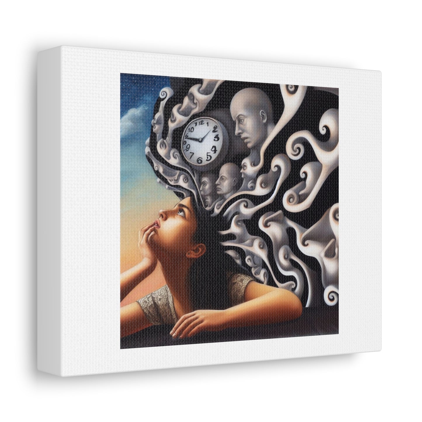 Thoughts About Time 'Designed by AI' Art Print on Canvas