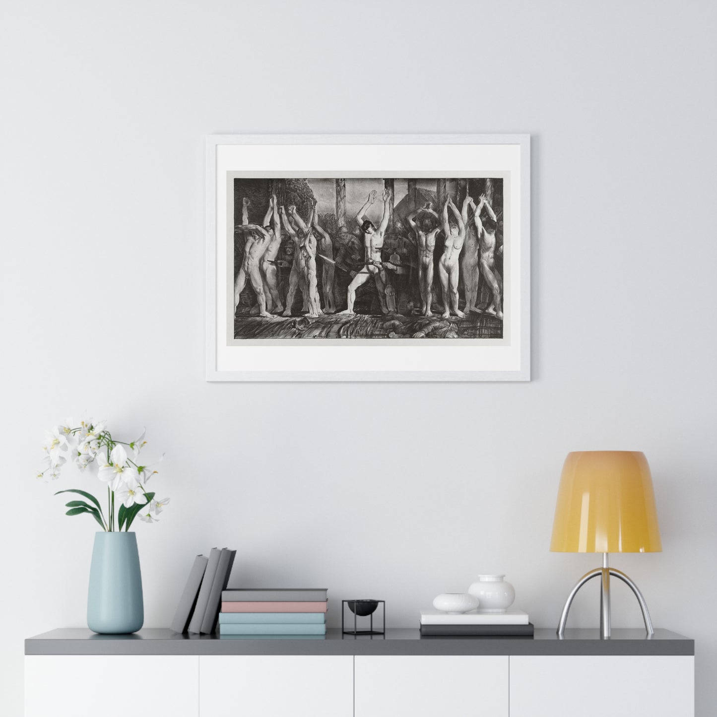 The Barricade, First Stone (1918) by George Wesley Bellows, from the Original, Framed Print
