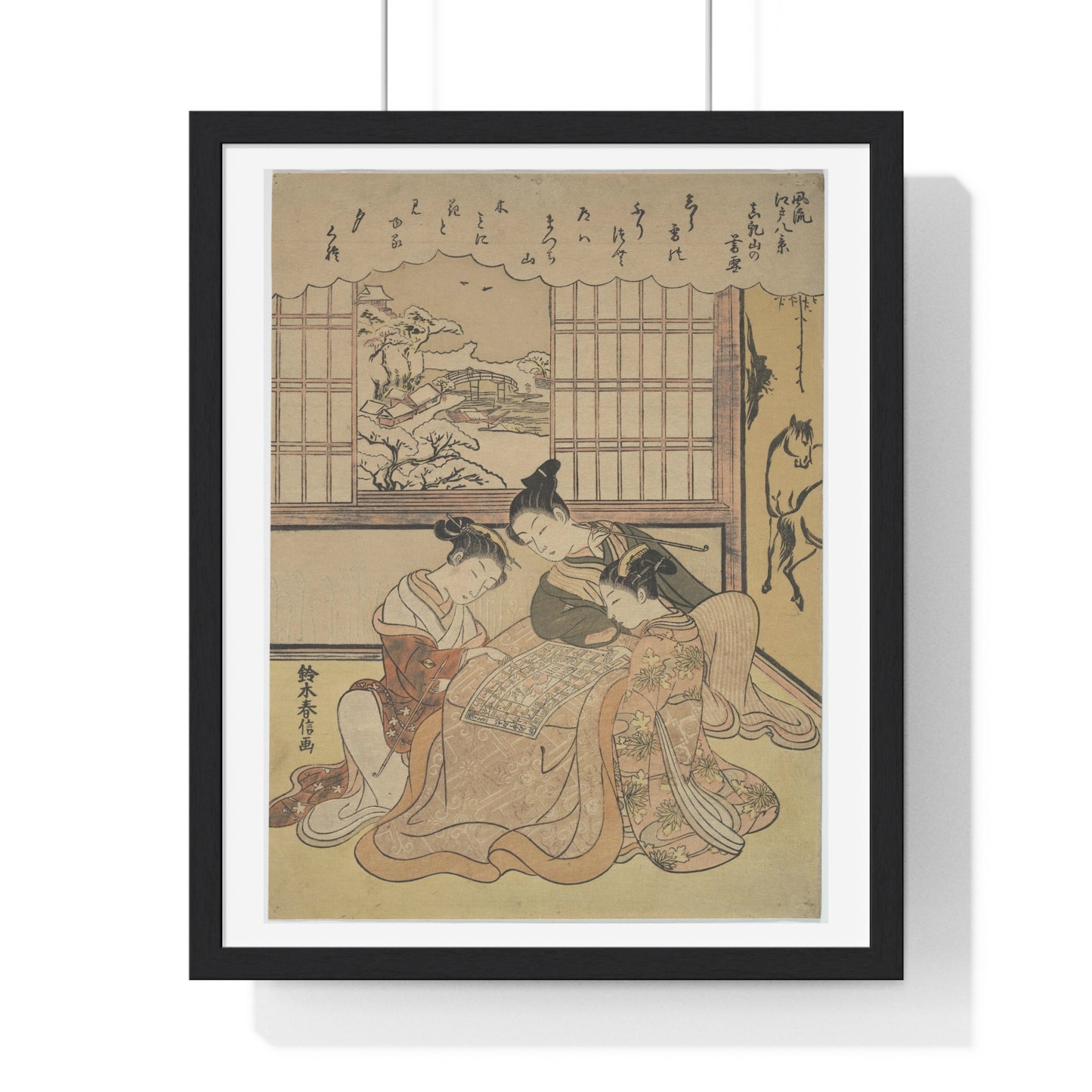 Evening Snow on Matsuchi Hill (1765-1770) from the series Eight Fashionable Views of Edo 'Furyu Edo Hakkei' by Suzuki Harunobu, from the Original, Framed Art Print