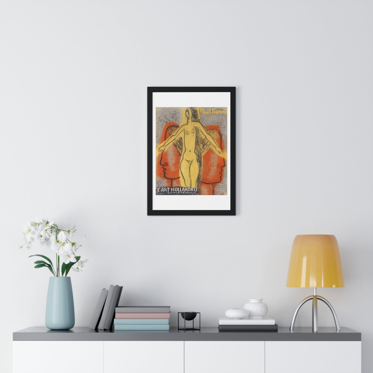 Naakte Vrouw Tussen Twee van Elkaar weg Kijkende Mannen Hoofden (1933) by Leo Gestel, from the Original, Framed Art Print