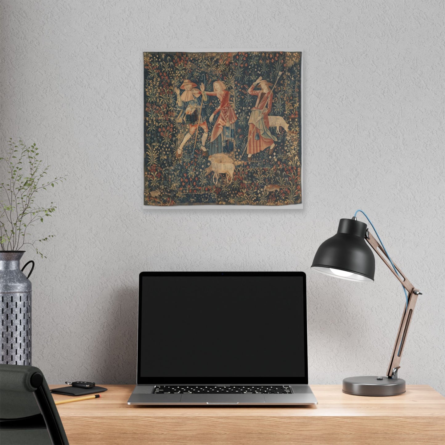 Shepherd and Shepherdesses, South Netherlandish Tapestry (1500–1530) Canvas Art Print