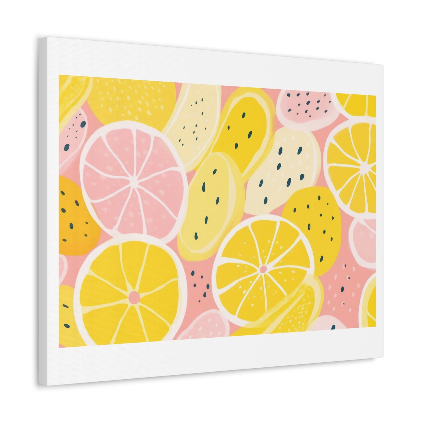 Memphis Lemon Abstract Painting 'Designed by AI' Art Print on Canvas