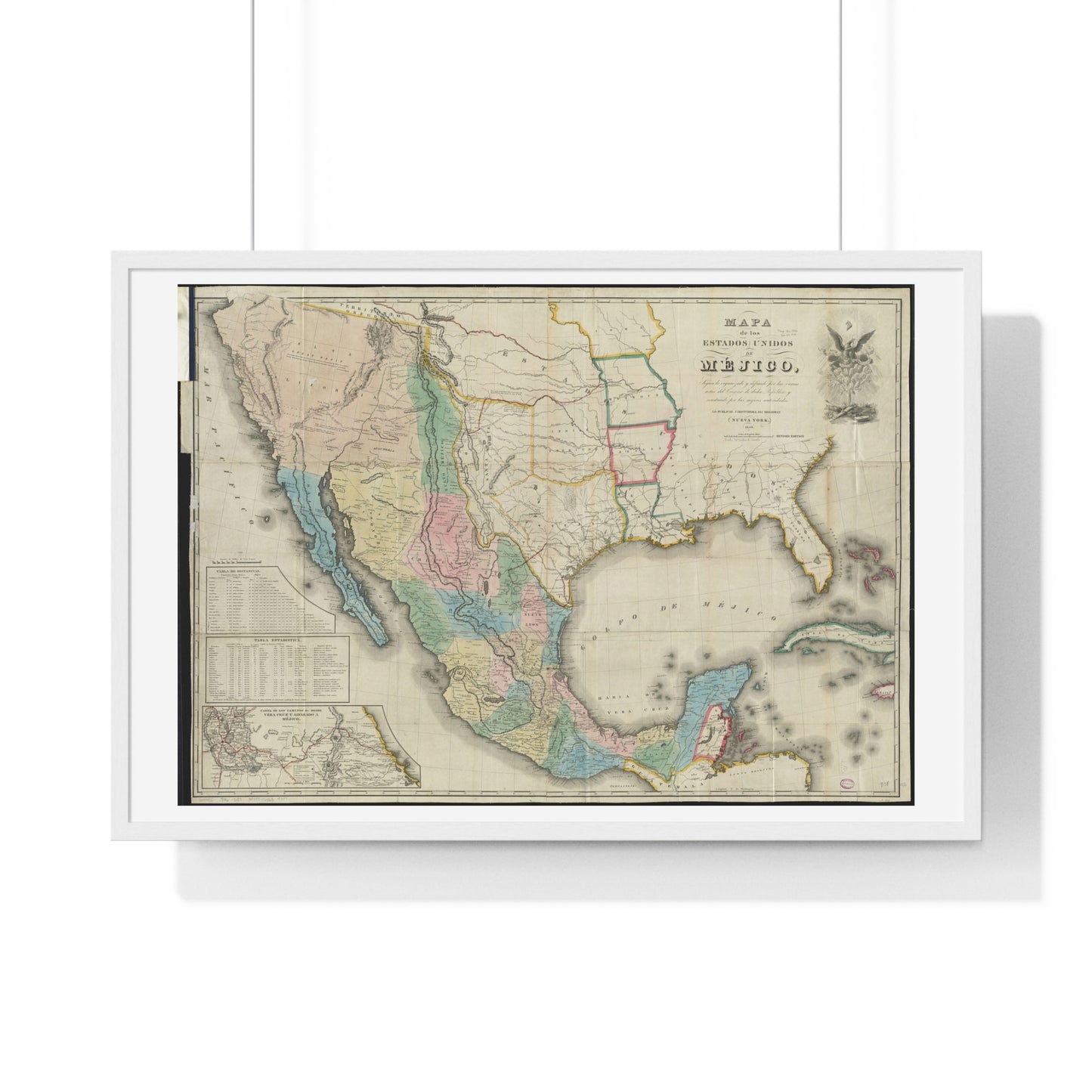 Mapa de los Estados Unidos de Méjico (1847) by John Disturnell, from the Original, Framed Art Print