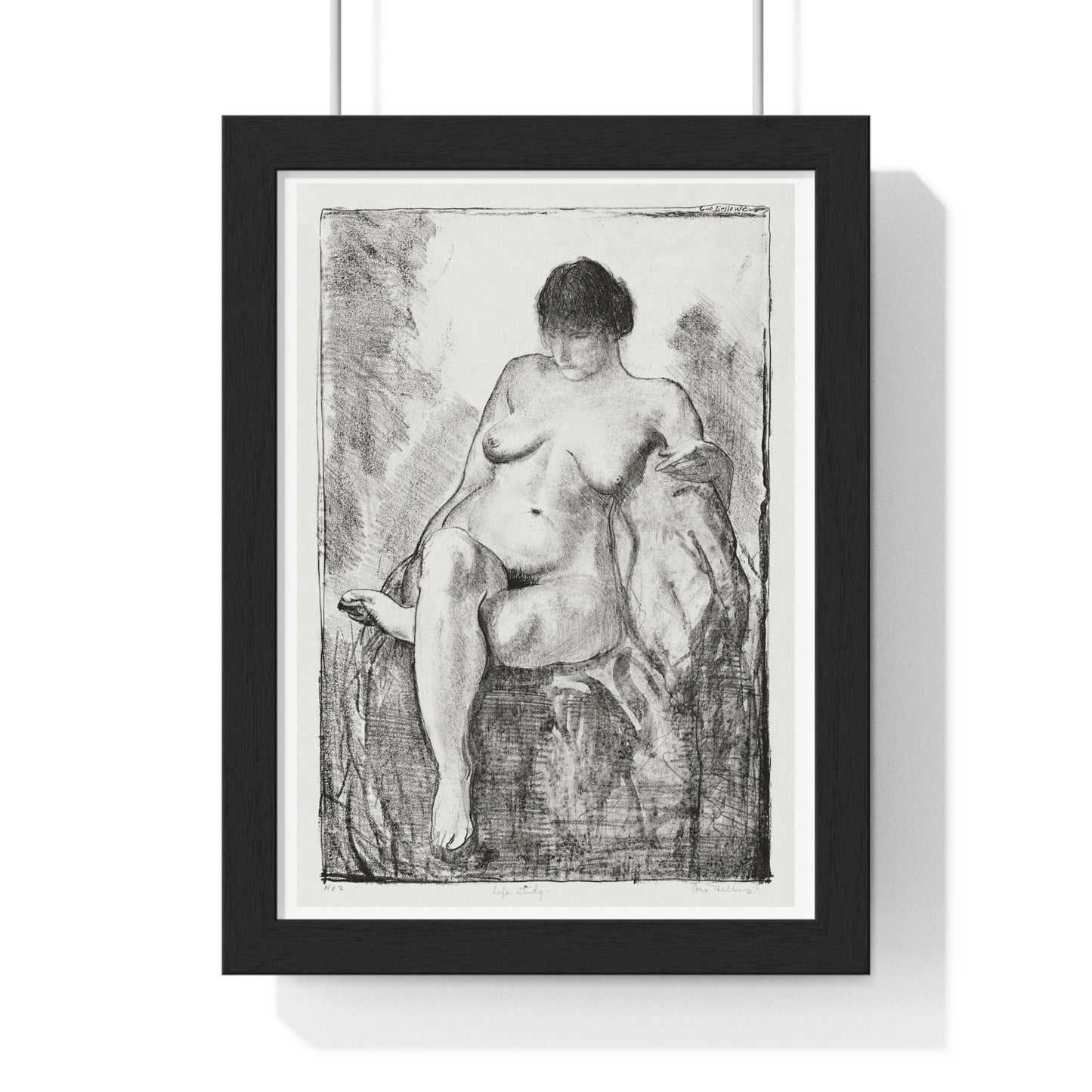 Nude Woman Seated (1916) by George Wesley Bellows, from the Original, Wooden Framed Print