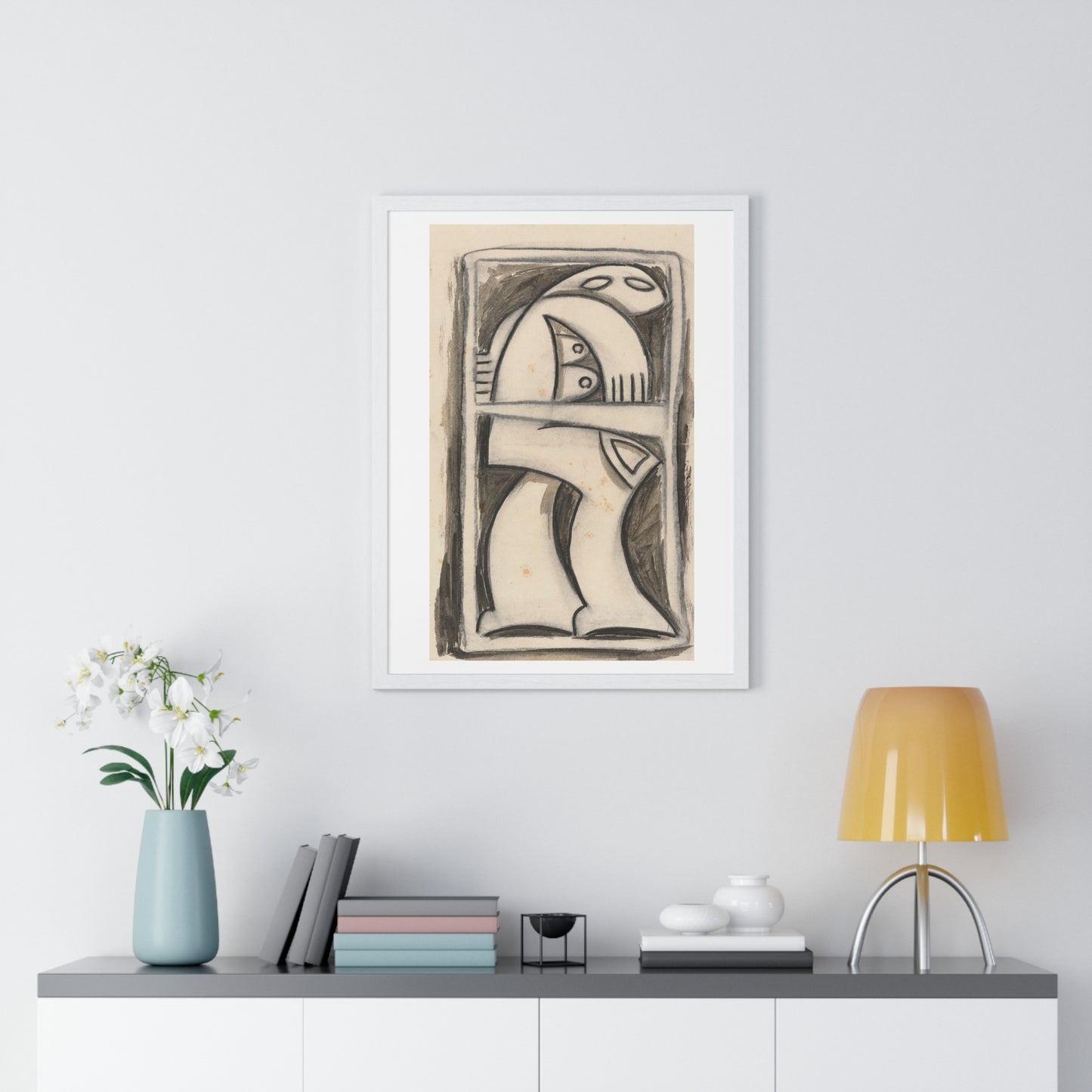 Standing Female Figure, from the Original, Wooden Framed Print
