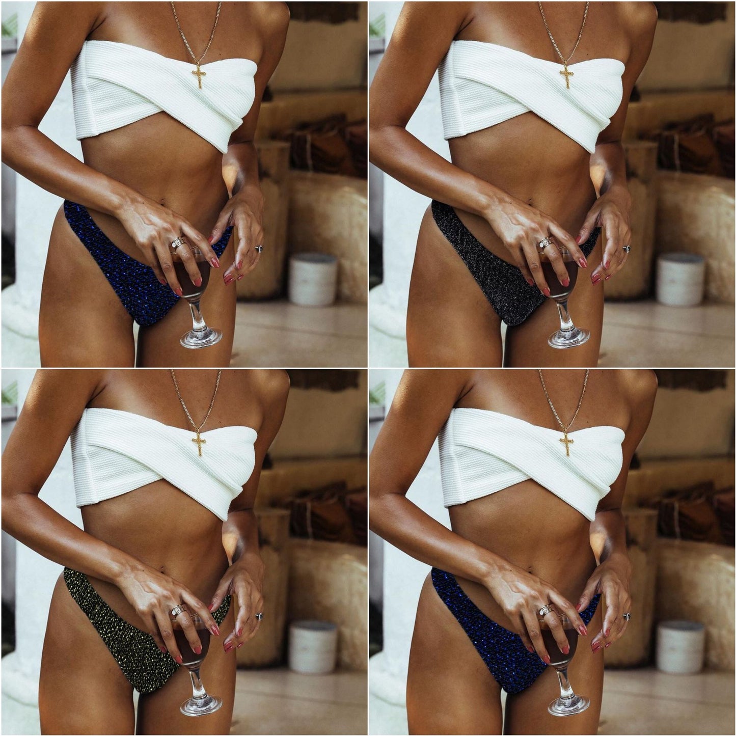 Women's Swimwear Separates Flash Irregular, Colour Contrast