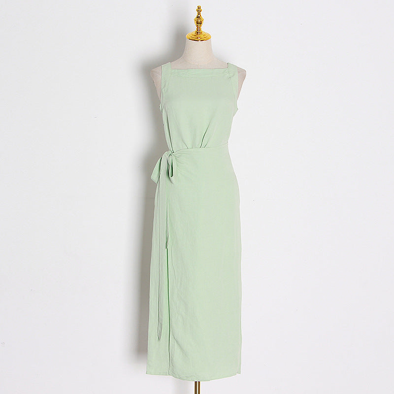 Vireous Everyday Elegant Sexy Condole Belt Dress