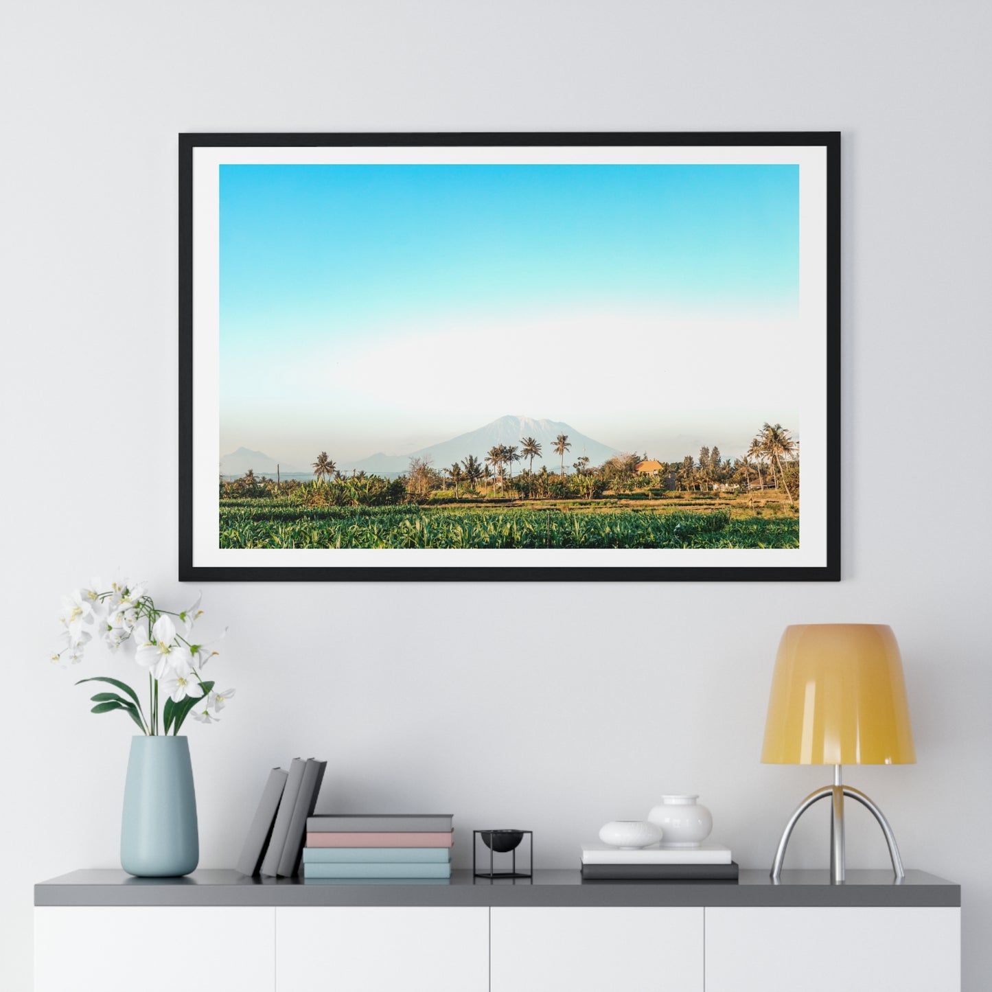 Holy Volcano Agung, Bali Island, Indonesia, Photographer Unknown, from the Original, Framed Print