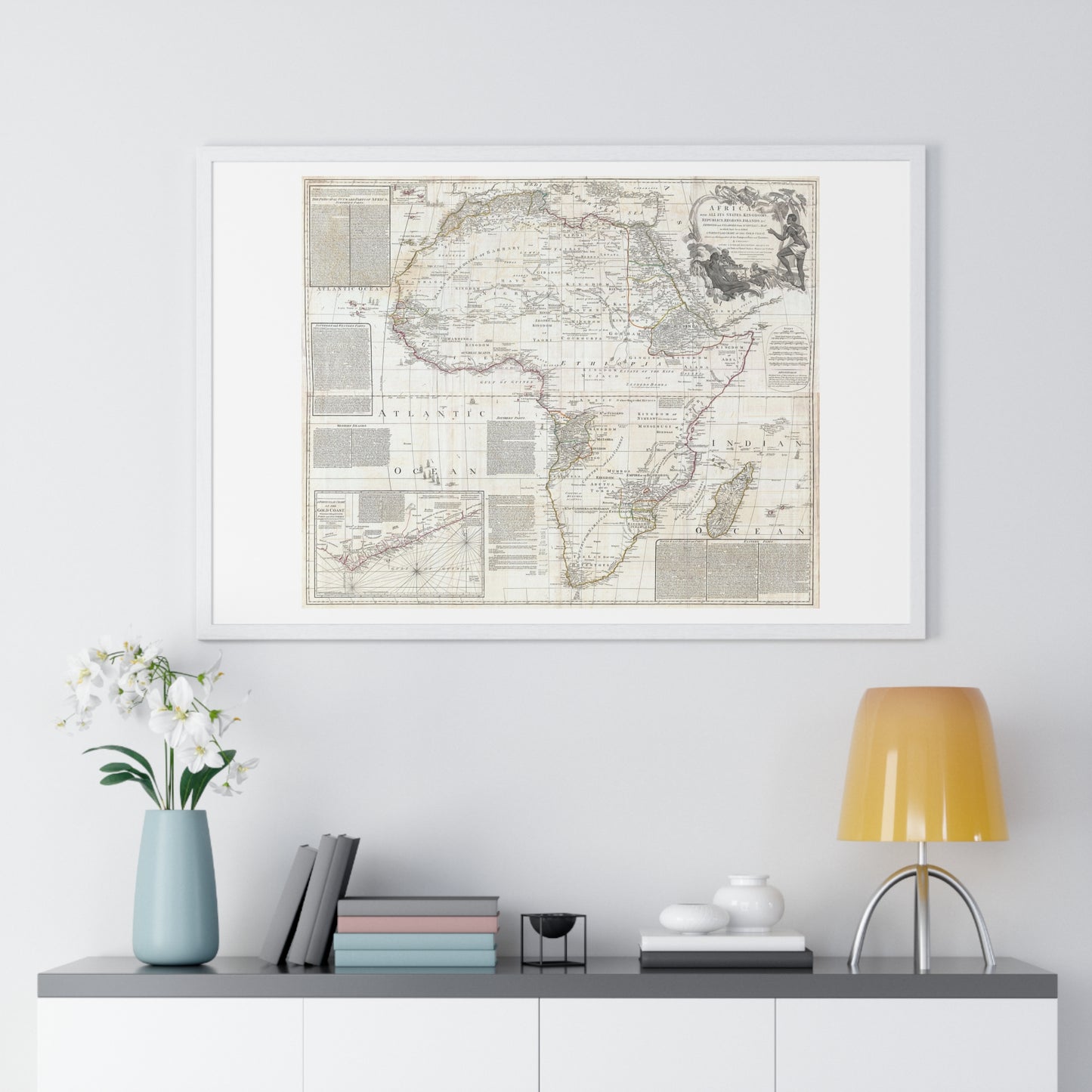 Historically Significant Map of Africa (1794) by Samuel Boulton, from the Original, Framed Art Print